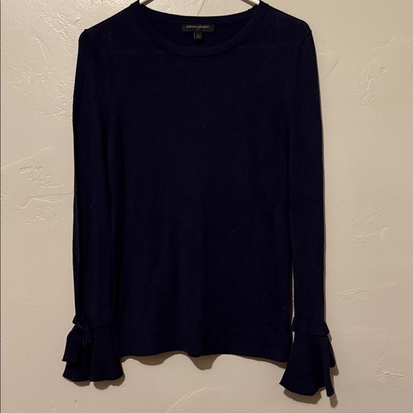 Banana Republic Sweaters - Banana Republic Dark Blue Sweater with Sleeve Cuff Ties Small